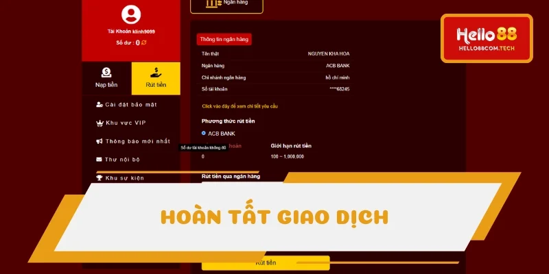 Hoàn tất lệnh thanh khoản sau khi cập nhật hạn mức